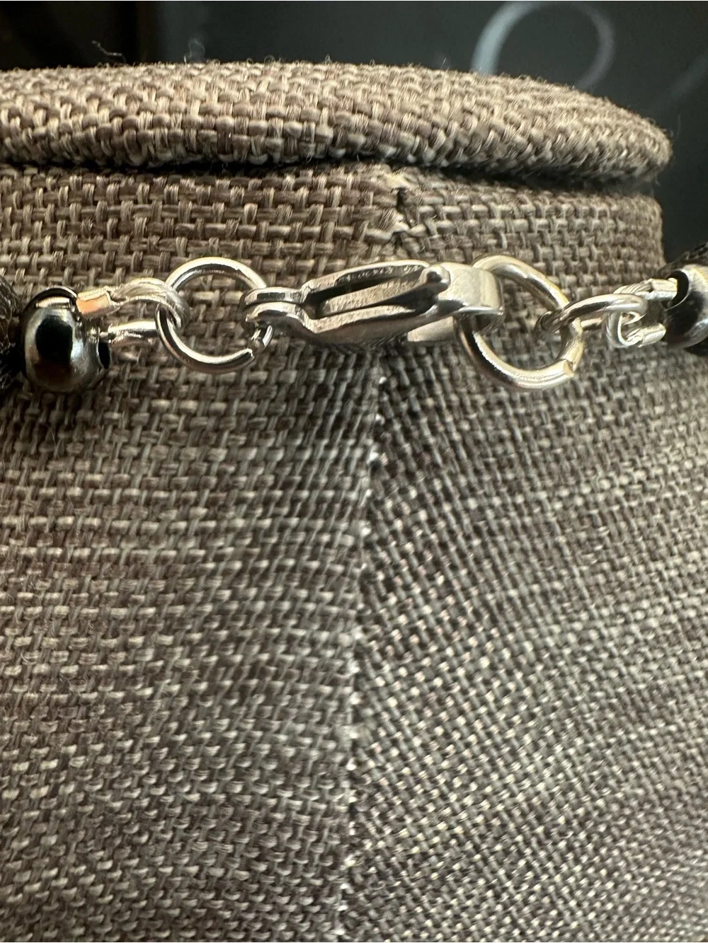 Textured Gray and Brown Bead Unisex Necklace